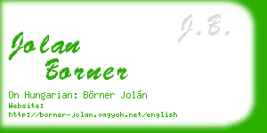 jolan borner business card